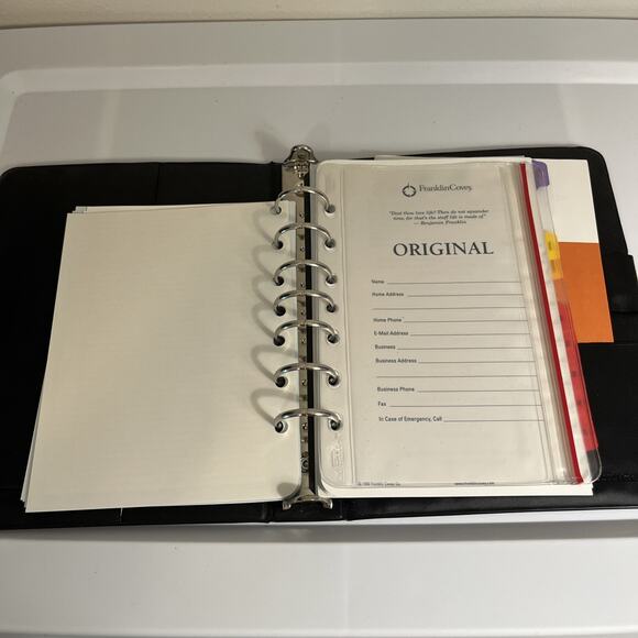 Vintage Franklin Covey 7 Ring Starter Binder planner Burgundy Original Inserts - Picture 1 of 7
